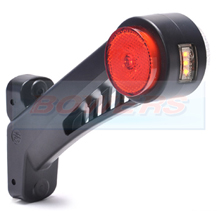 WAS W77.1RR 12v/24v Right Hand Red White Amber LED End Outline Stalk Marker Light Lamp With Reflector